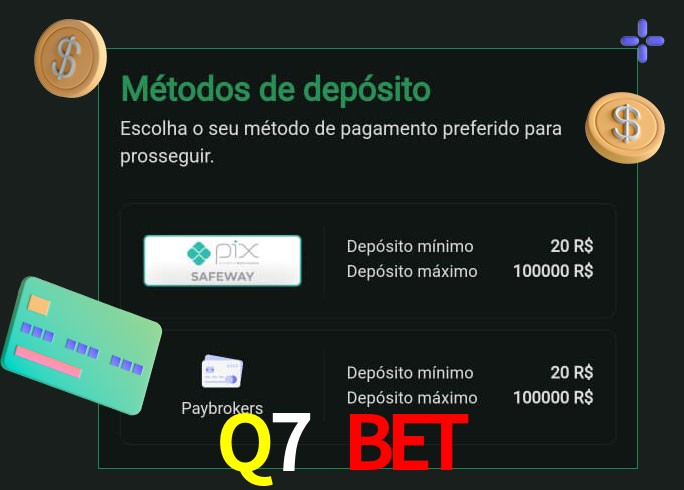 O cassino Q7 Bet oferece uma grande variedade de métodos de pagamento